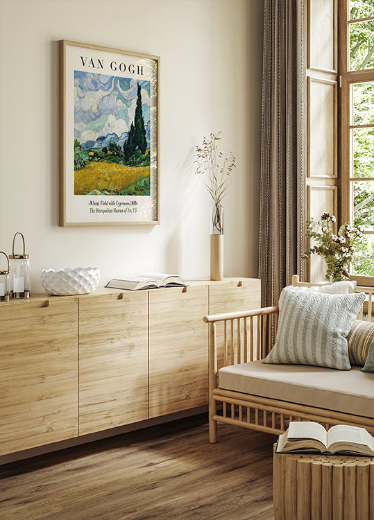 Wheat Field with Cypresses Poster