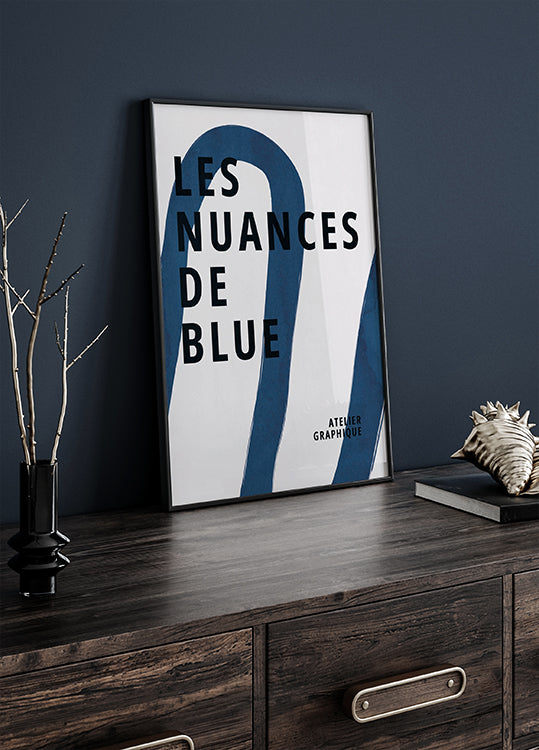Les Nuances De Blue, Graphic Indigo Ribbon Abstract Poster