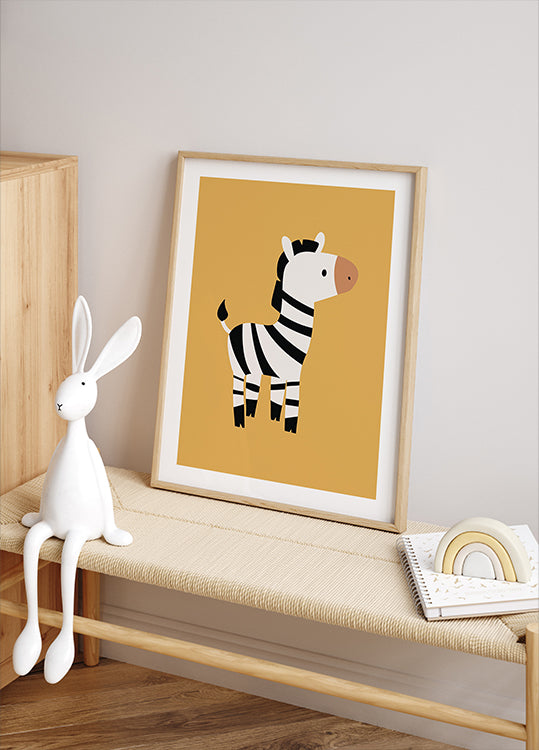Cute Zebra Illustration Poster