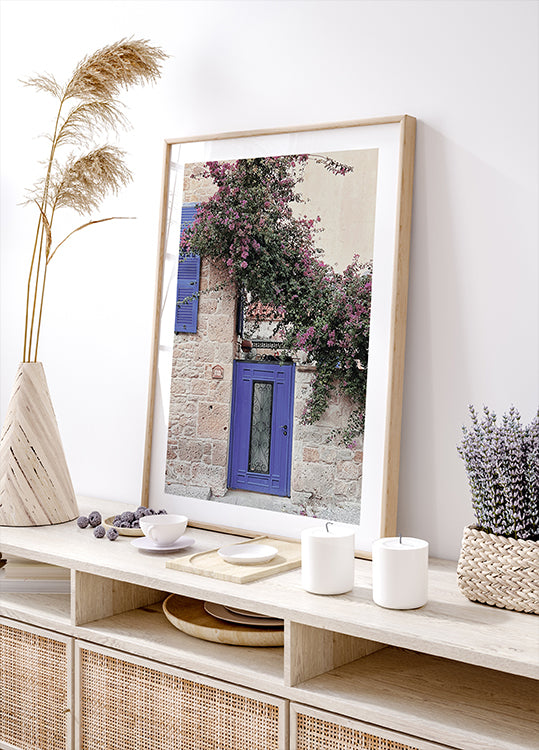 Vibrant Doorway with Bougainvillea Poster