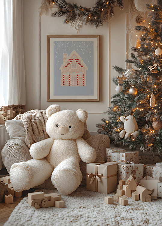 Blue Gingerbread House Poster