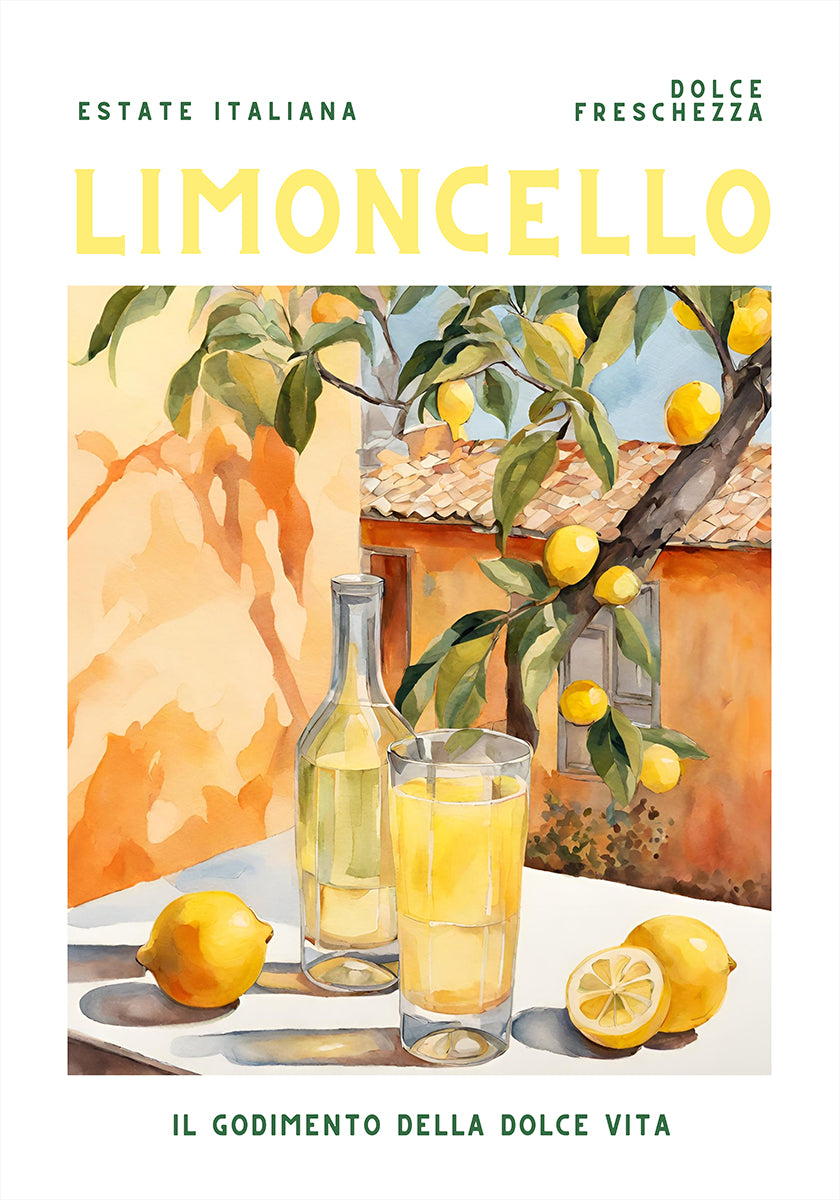Limoncello, Aquarell, Fresh Poster Poster