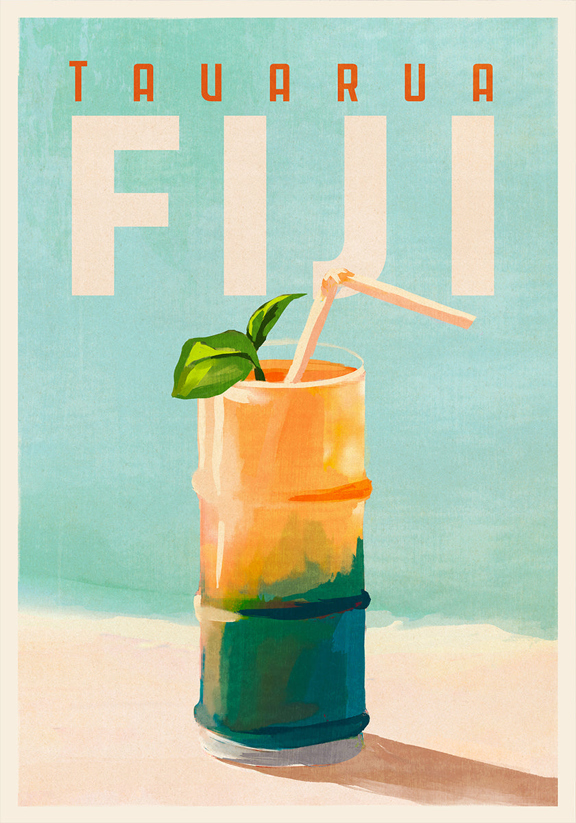 Tavarua Fiji Cocktail Poster Travel Art