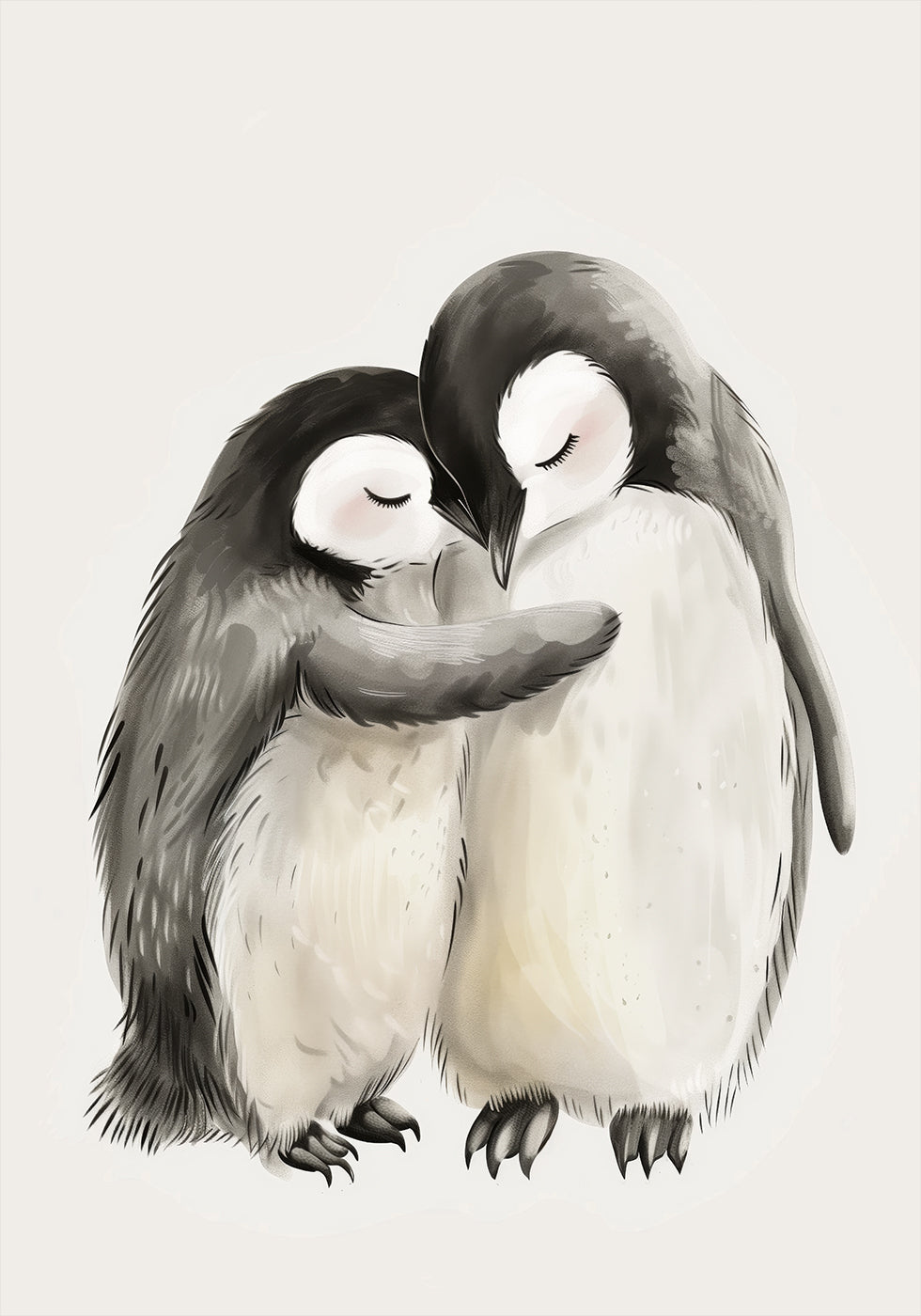 Hugging Baby Penguins Poster
