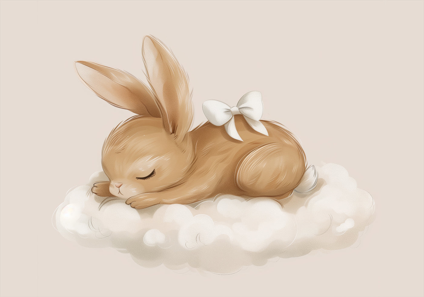 Sleeping Bunny With Bow Poster