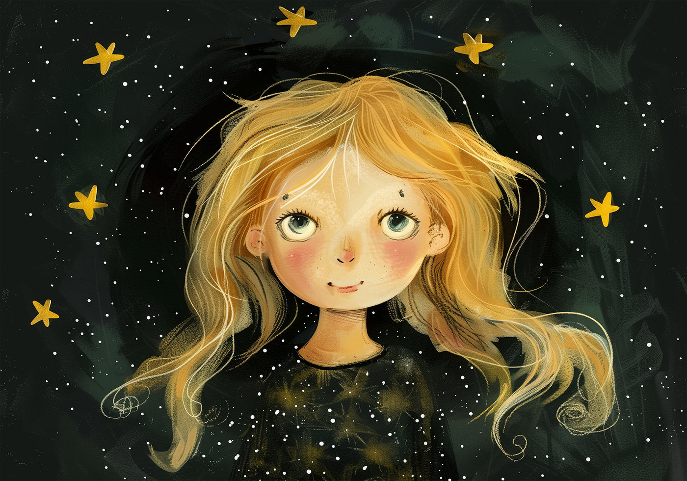 Starry-Eyed Girl, Dreamy Night Sky Poster