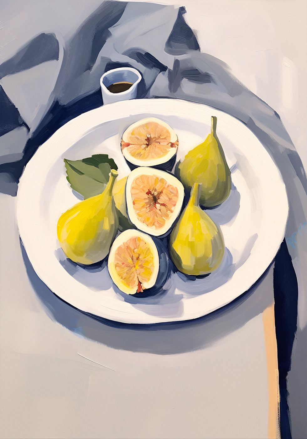 Fresh Figs on Plate, Minimalist Still Life Poster