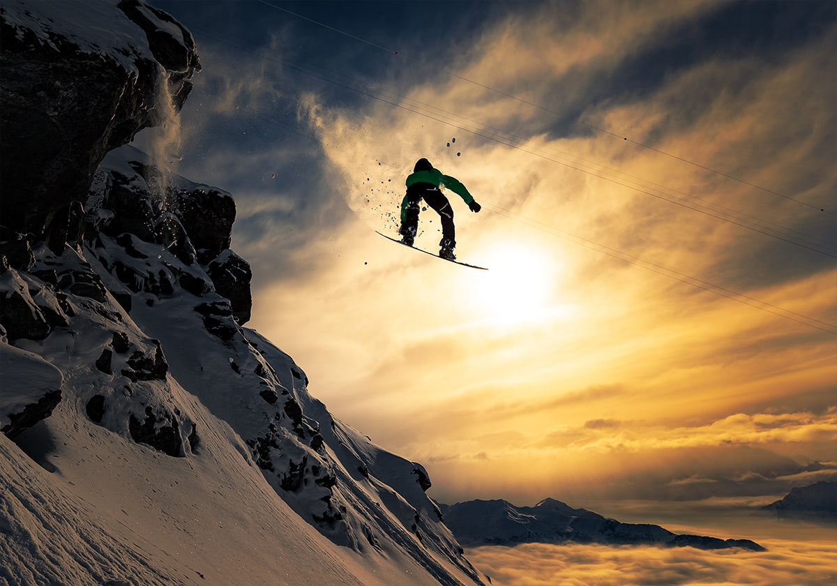 Sunset Snowboarding  Poster