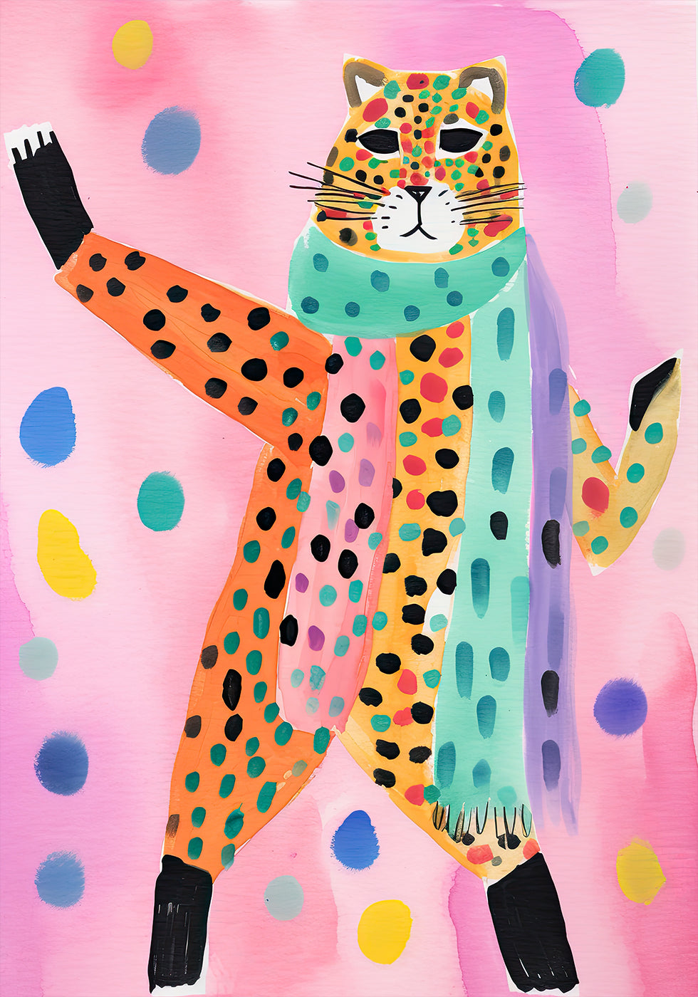 Dancing Leopard In Scarf Poster