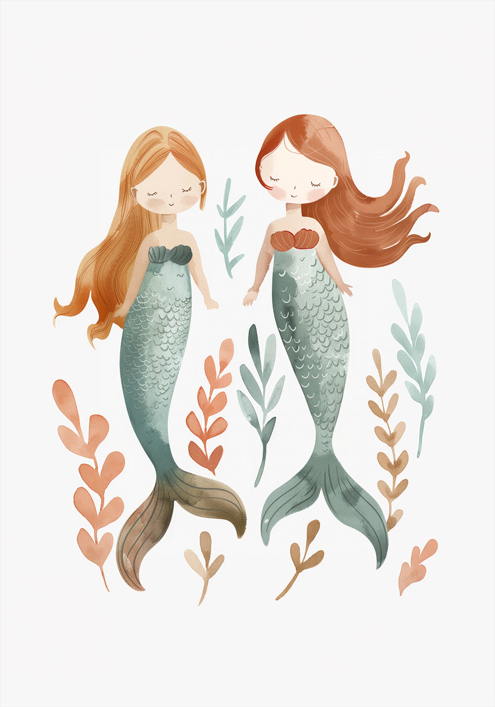 Twin Mermaids, underwater girls Poster