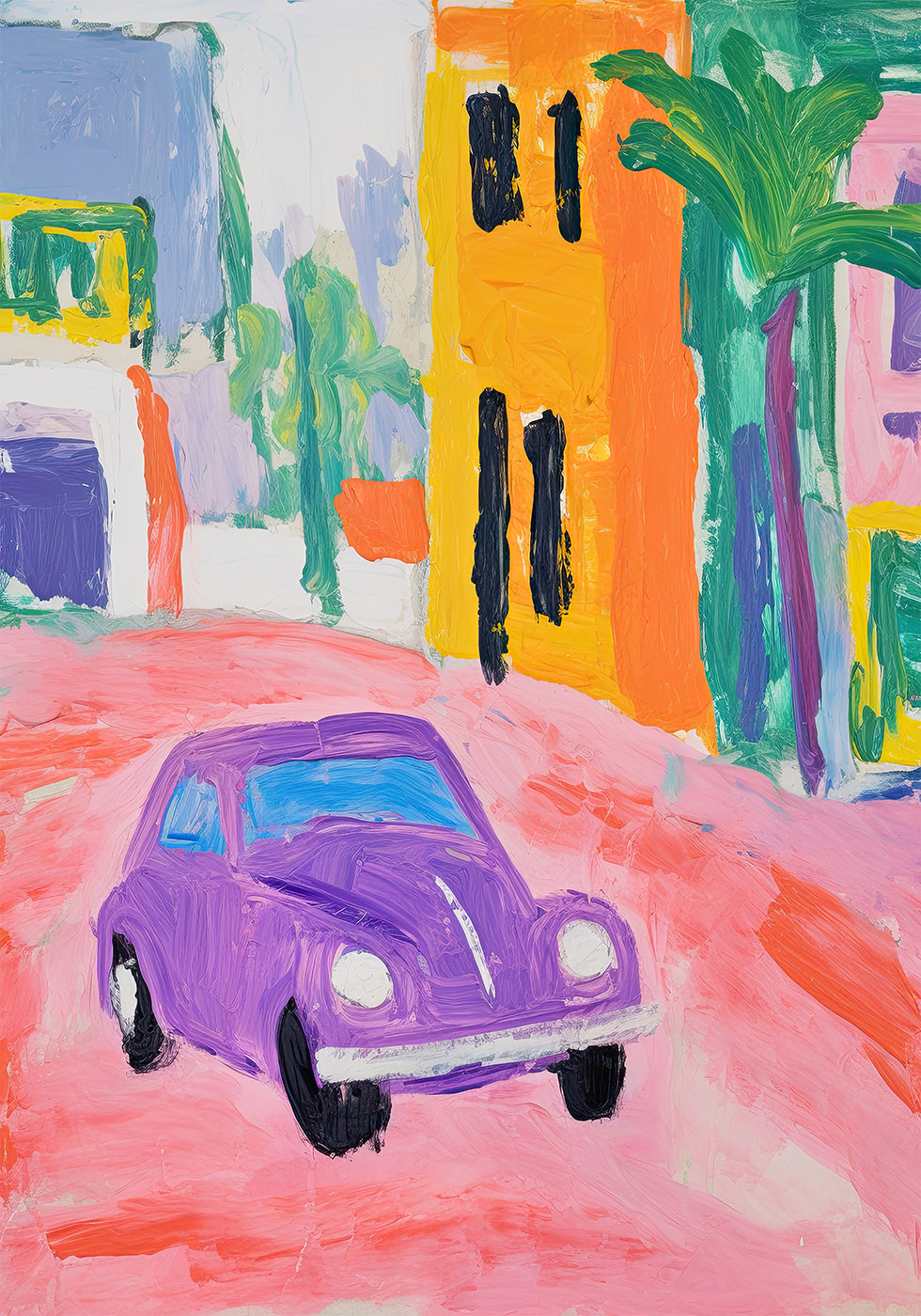 Colorful City Car Poster