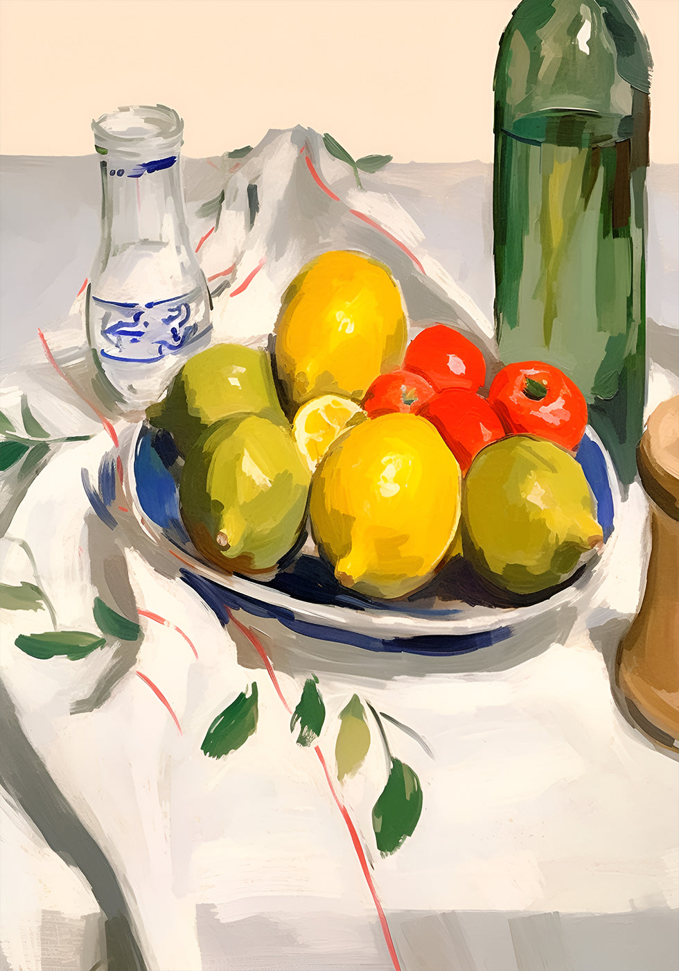 Lemons and Tomatoes, rustic kitchen still life Poster