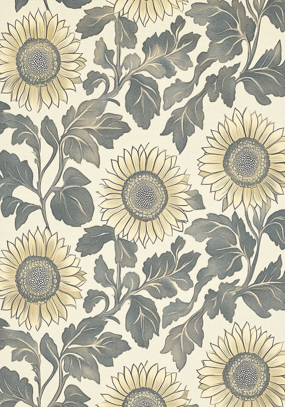 Sunflower Botanical Vintage Pattern Cream Poster