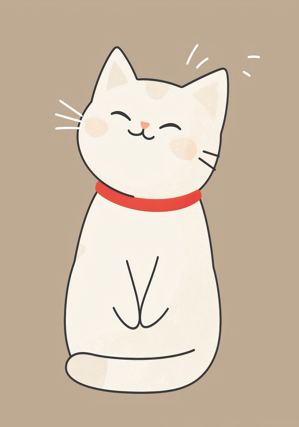 Happy White Cat Poster