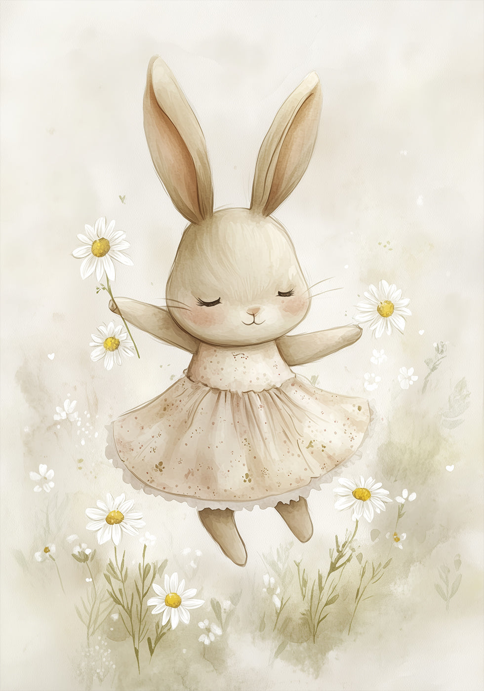 Bunny and Daisies Poster
