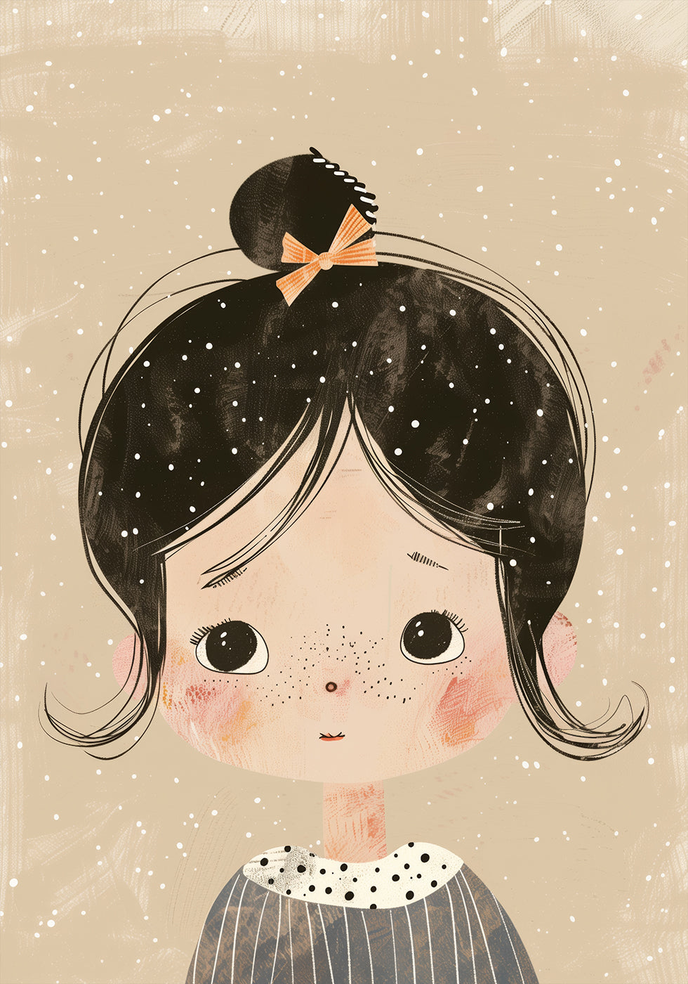 Freckled Girl With Bow Poster