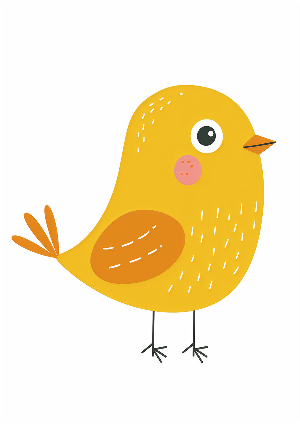Cute Yellow Bird Illustration Poster