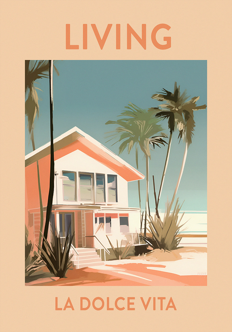 Living La Dolce Vita, retro beach house Poster