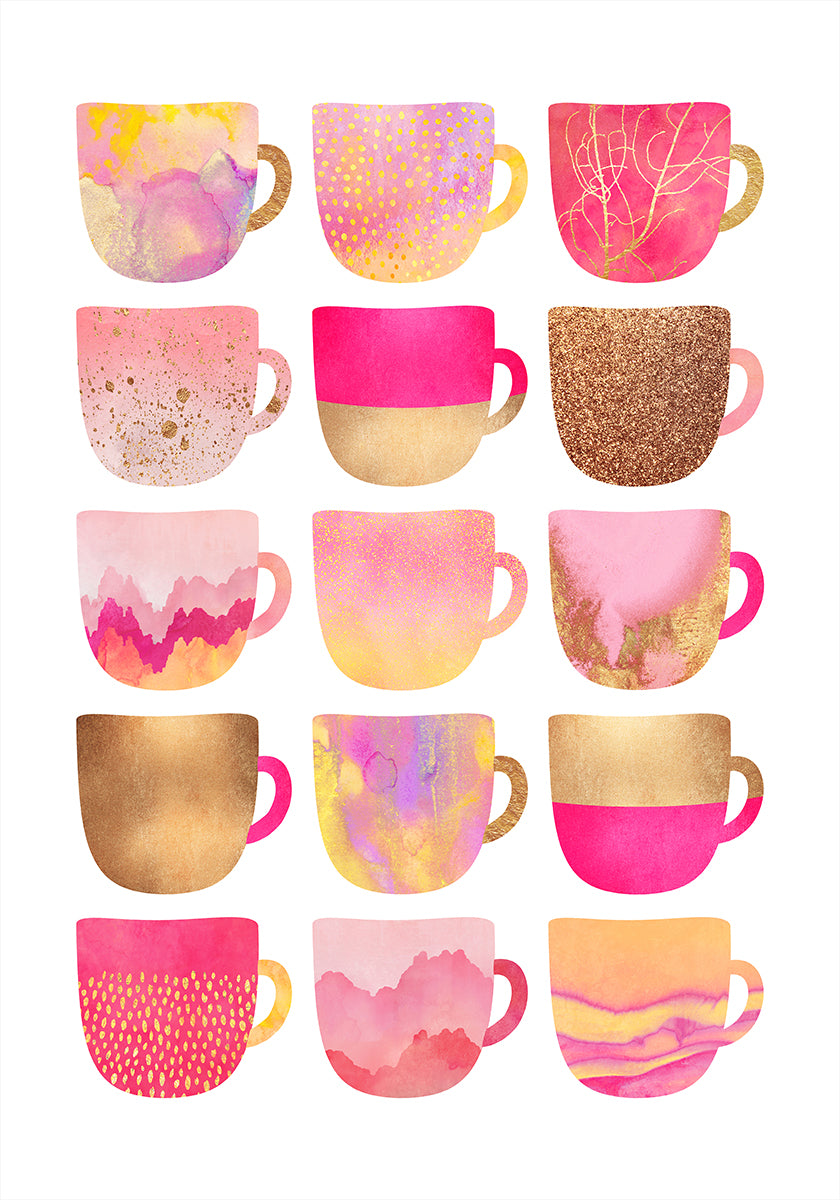 Pretty Pink Coffee Cups Poster