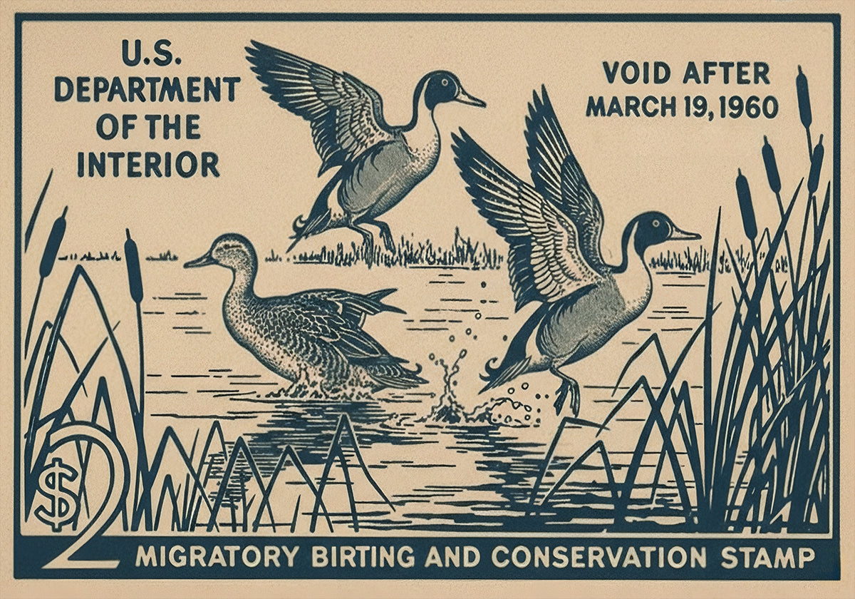 Migratory Birds Vintage Stamp Poster