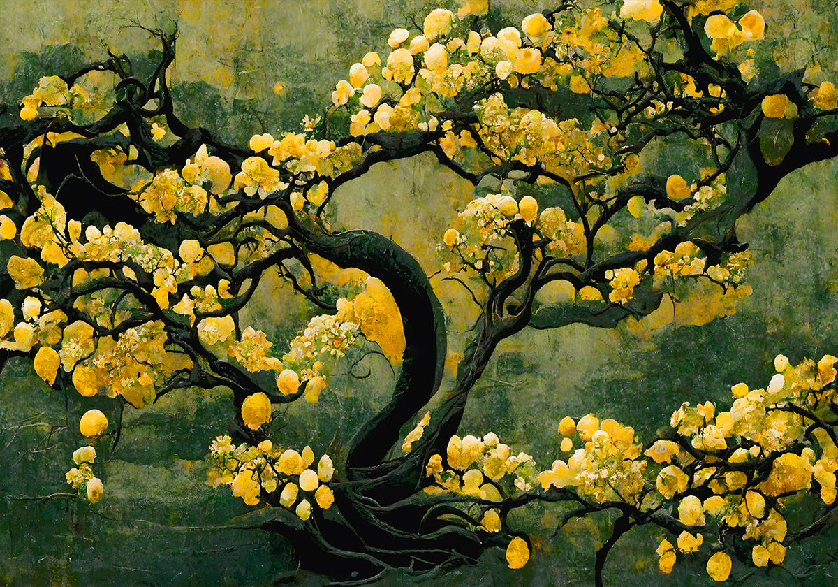 Golden Blossom Tree Poster