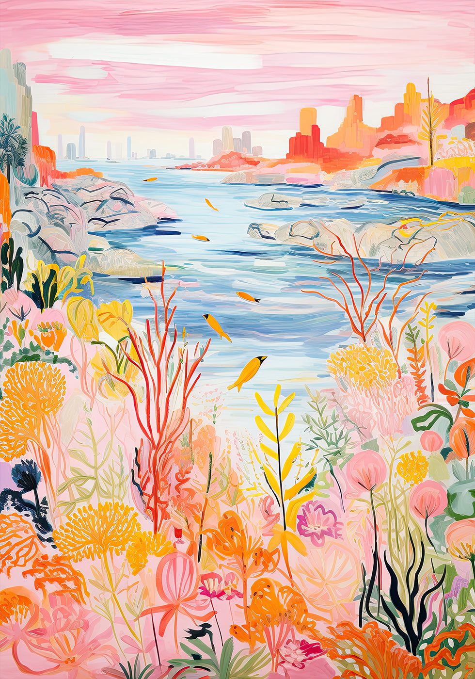 Colorful Coral Coast Poster