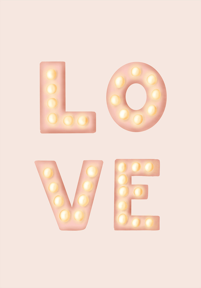 LOVE Light Letters Pink Poster