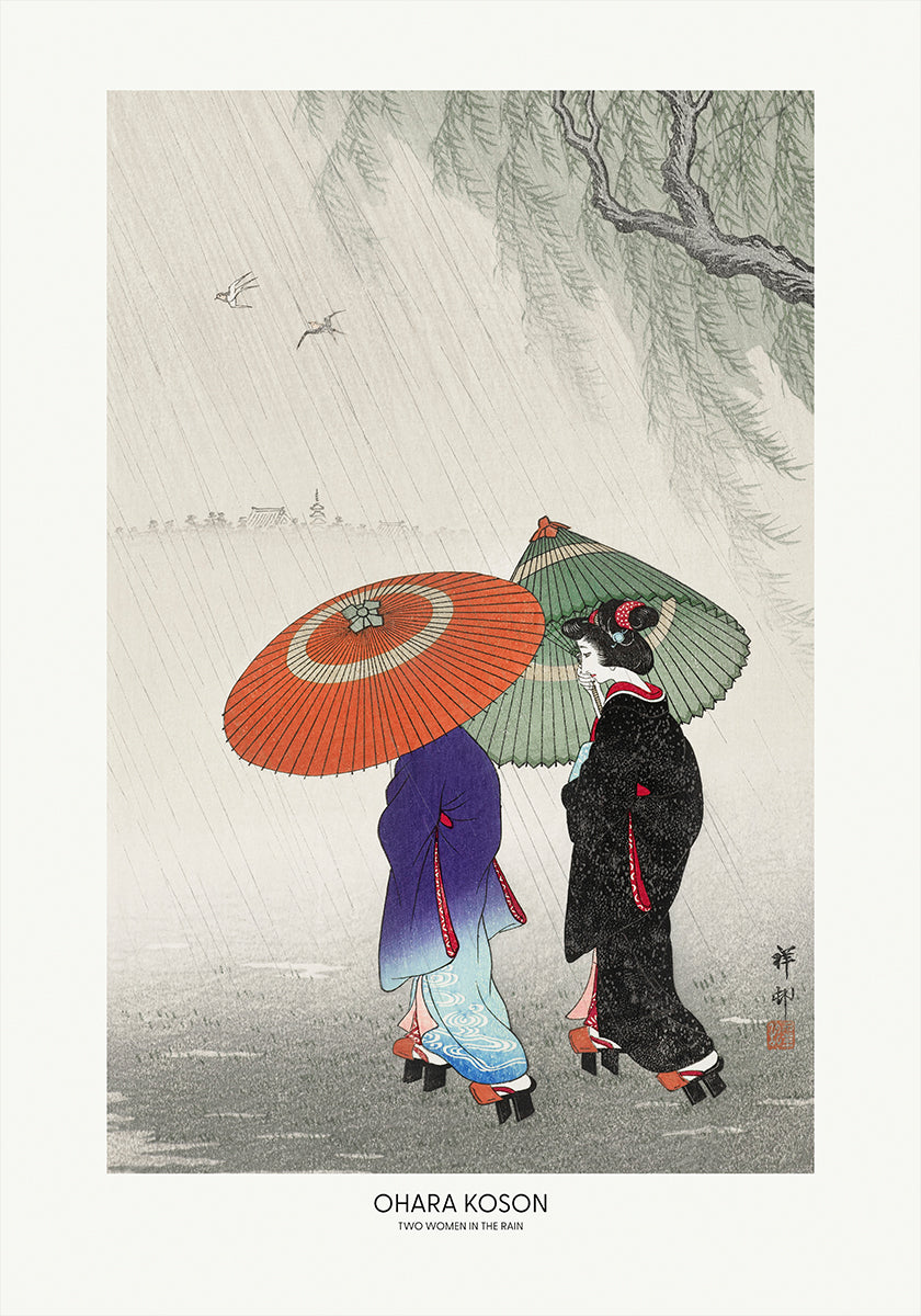 Two Women In The Rain Poster