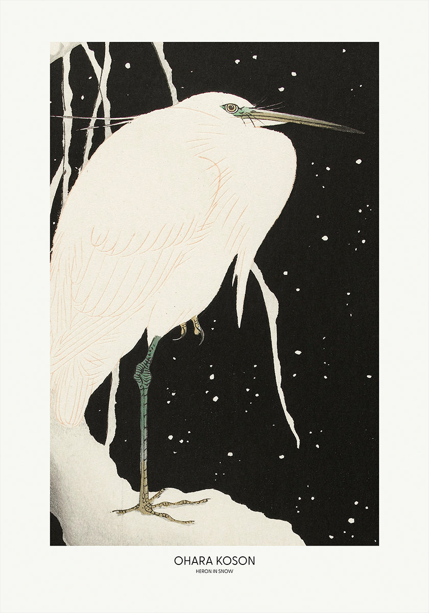 Heron In The Snow Poster