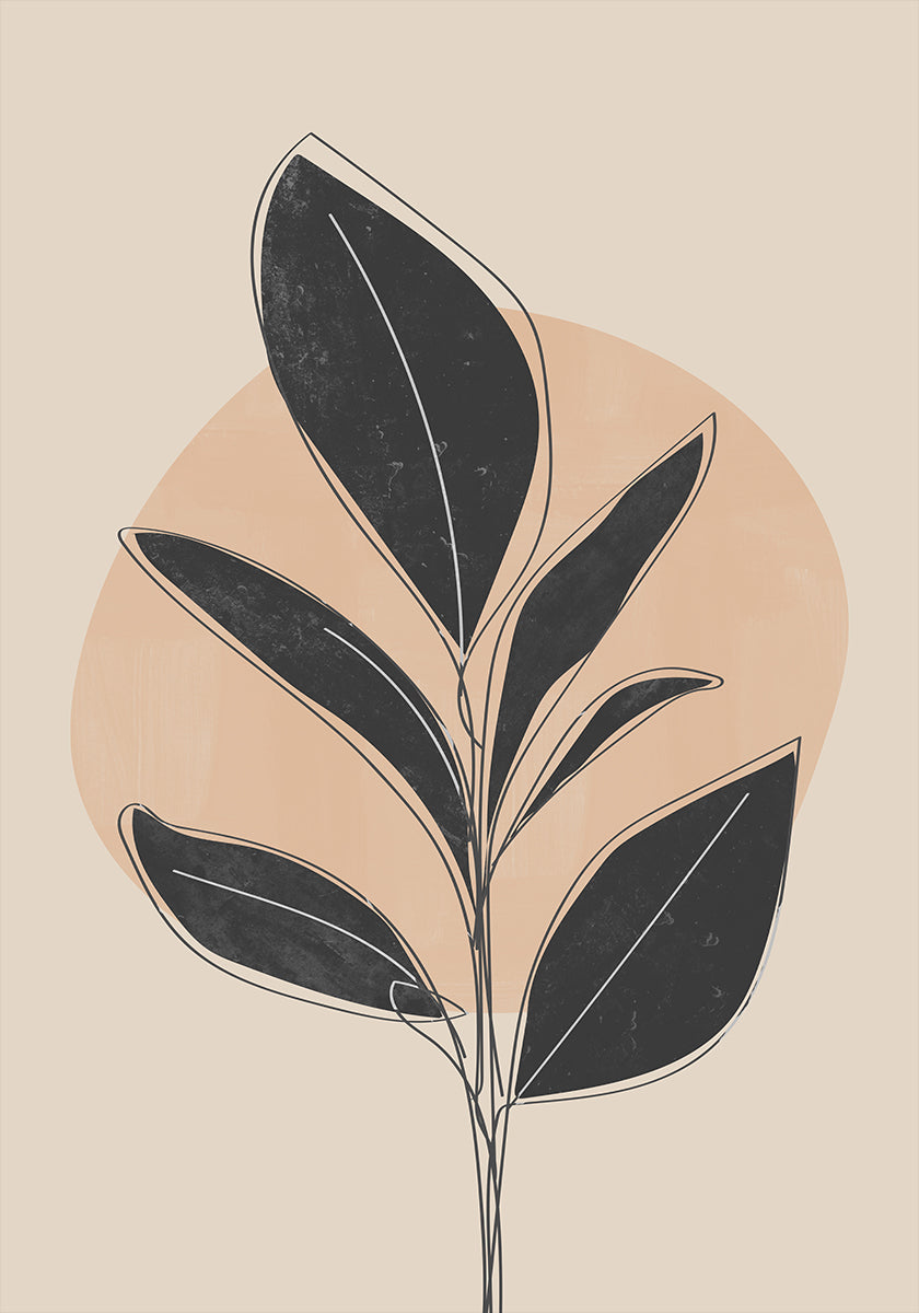Black Abstract Plant Poster