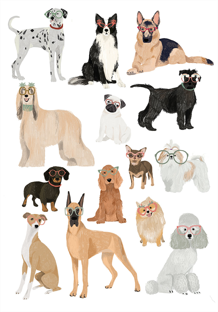 Dogs in glasses Print