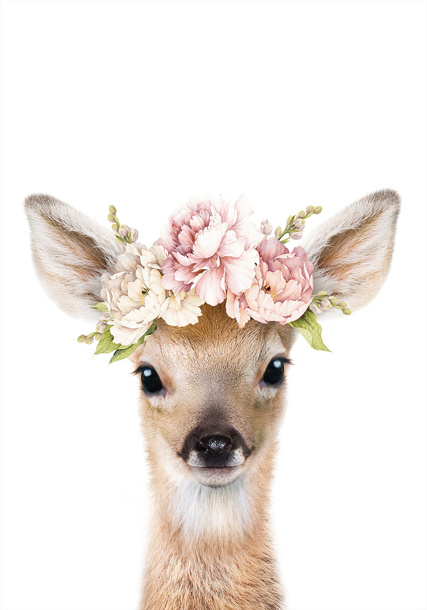 Floral Baby Deer Poster