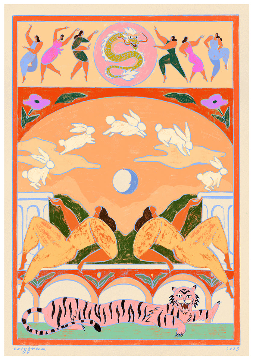 Rabbit Jumps Over the Moon Poster