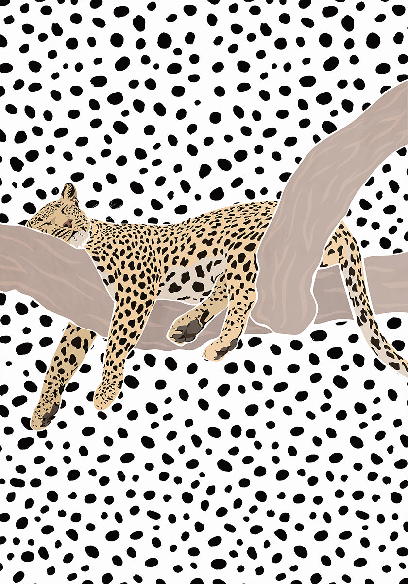 Leopard Sleeping Polkadots Poster