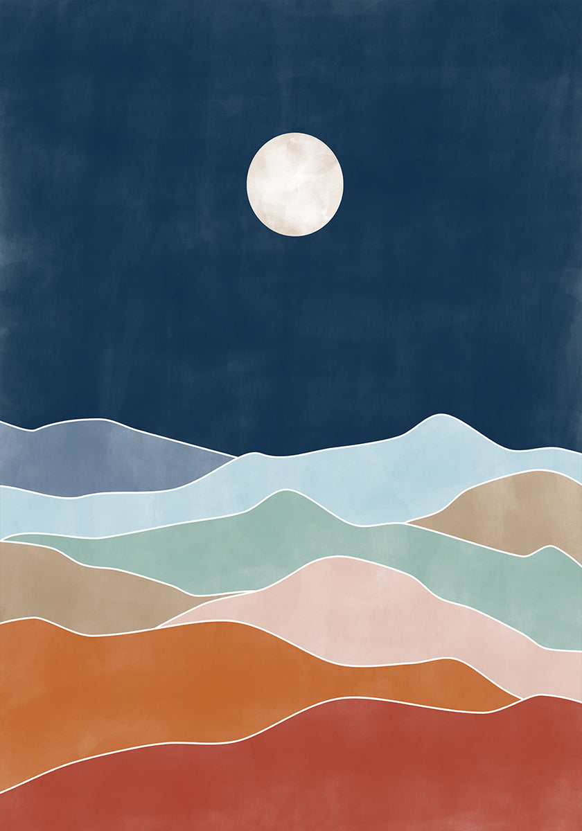 Moonlit Hill Scape  Poster