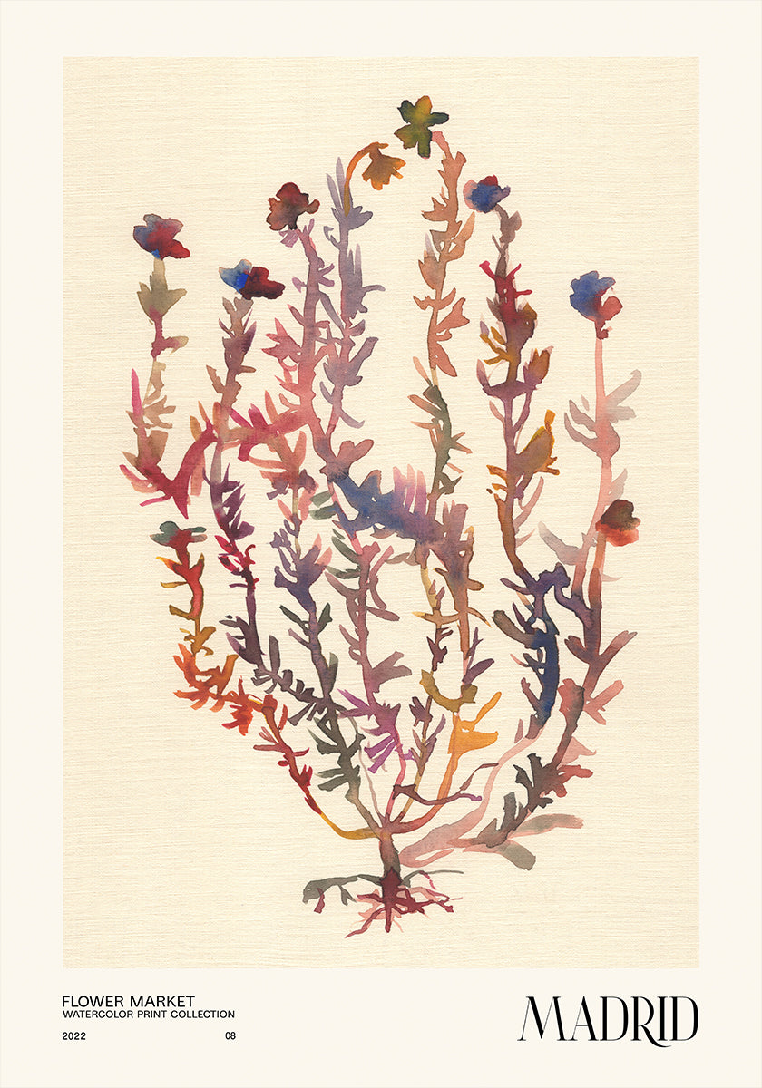 Watercolor print collection. Flower market - Madrid
