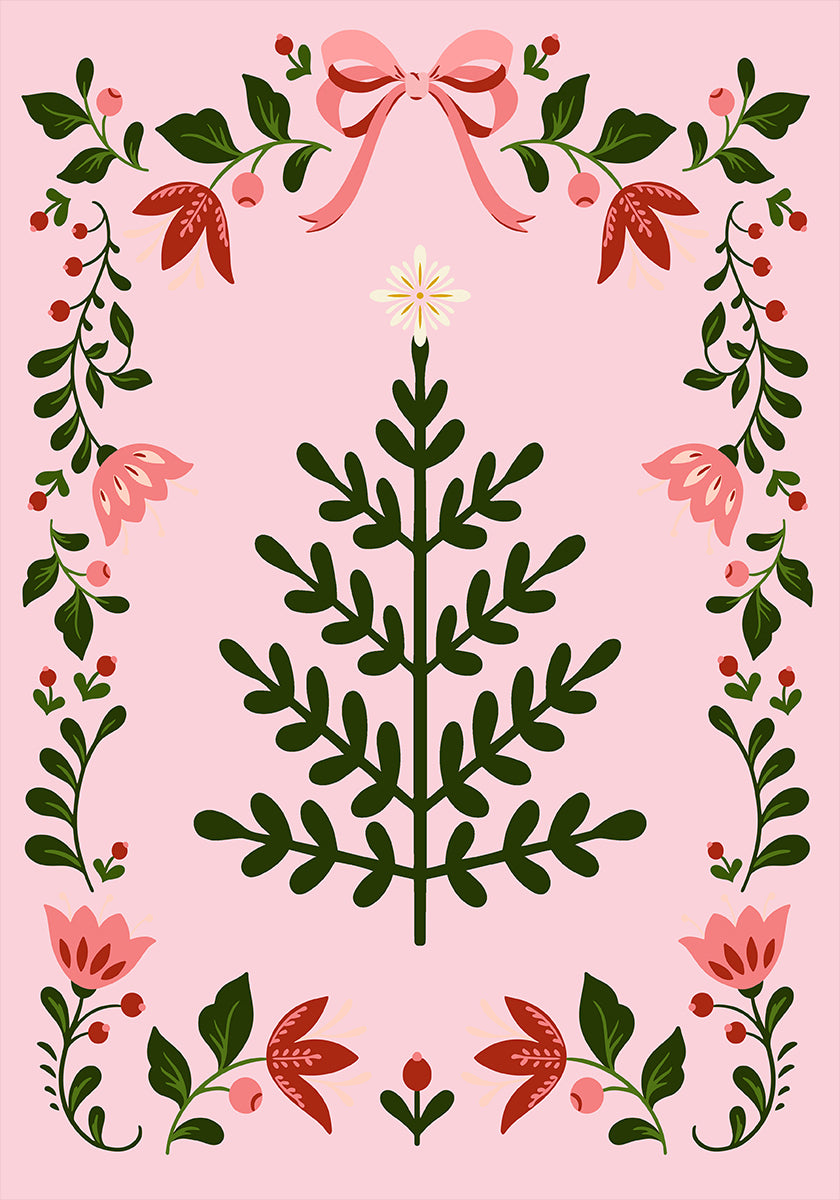 Pink Christmas Tree Poster