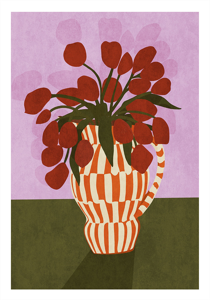 Bold Tulips in Vase Poster