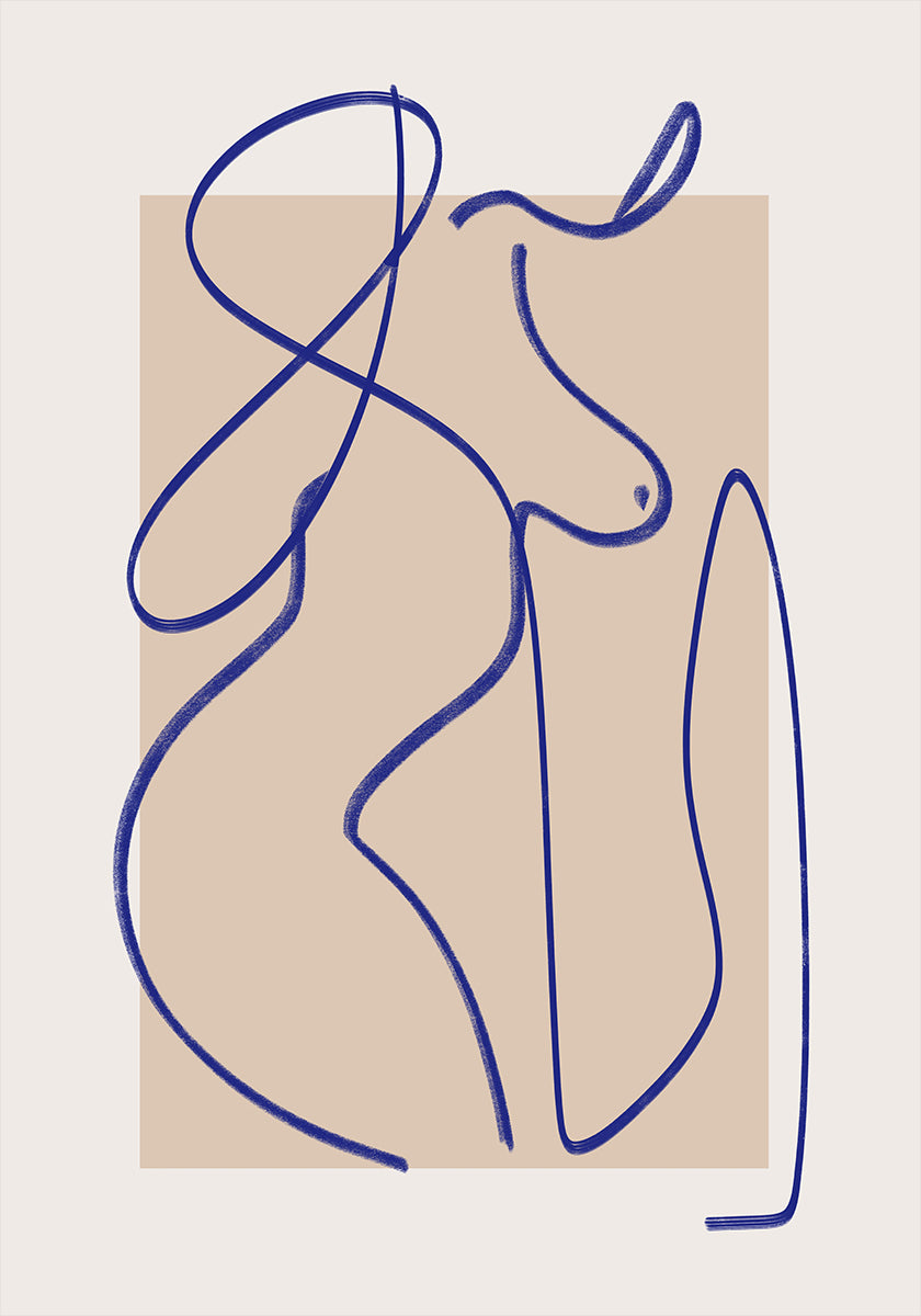 Abstract Blue Line Art 2 Poster