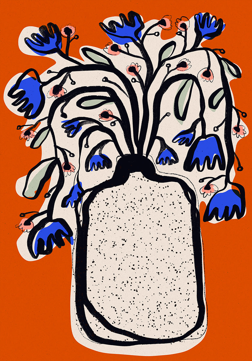 Blue Blossoms Vase Poster