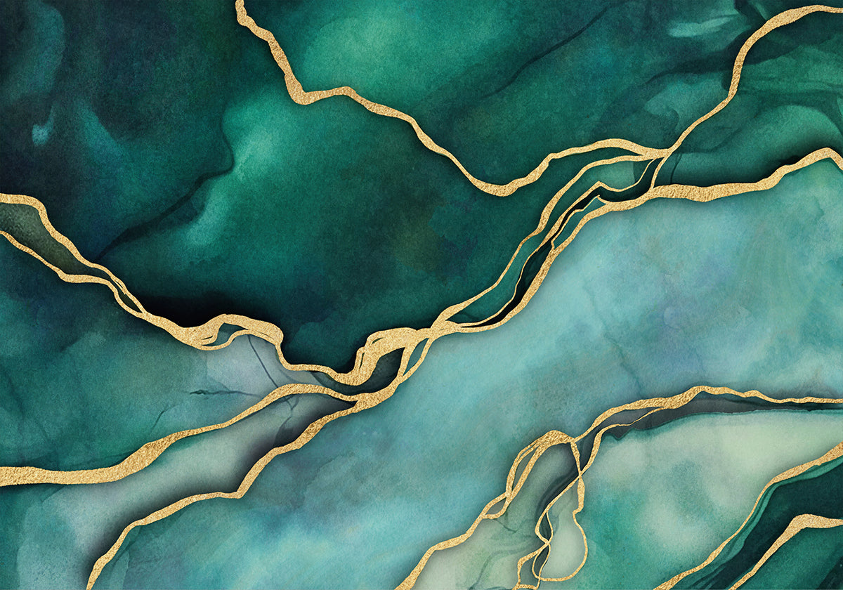 Teal Gold Marble Luxury