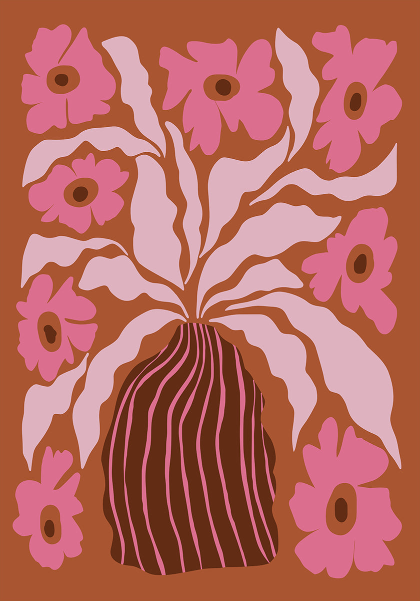 Mid-century blooming pot Poster