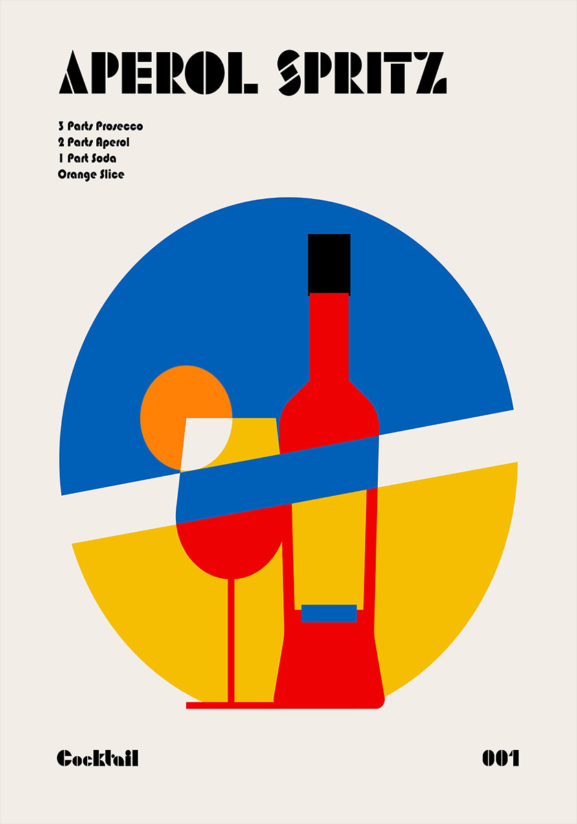 Aperol Spritz Cocktail Bauhaus Art Print Poster