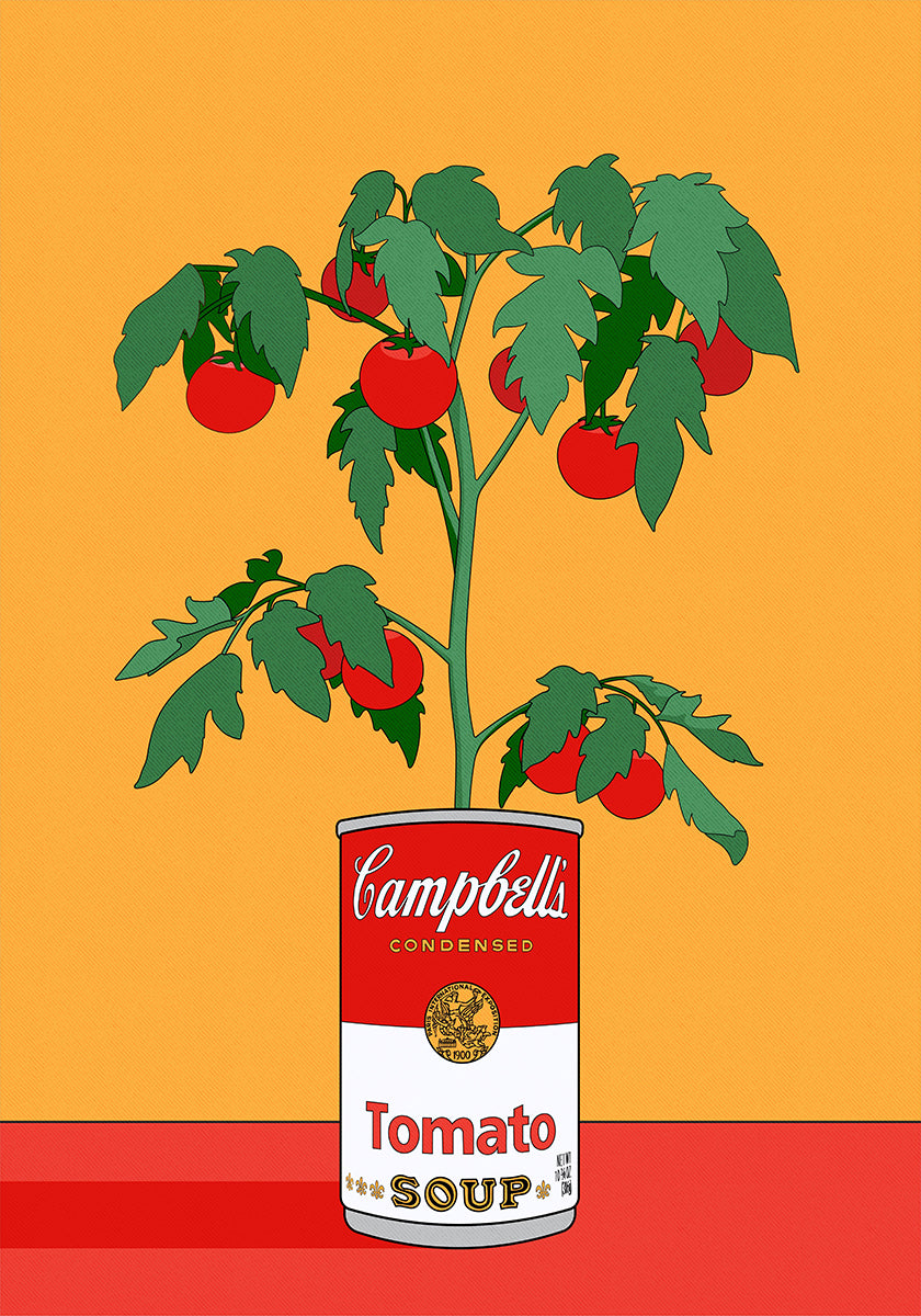 Campbells Soup Tomato Plant Retro Illustration Poster