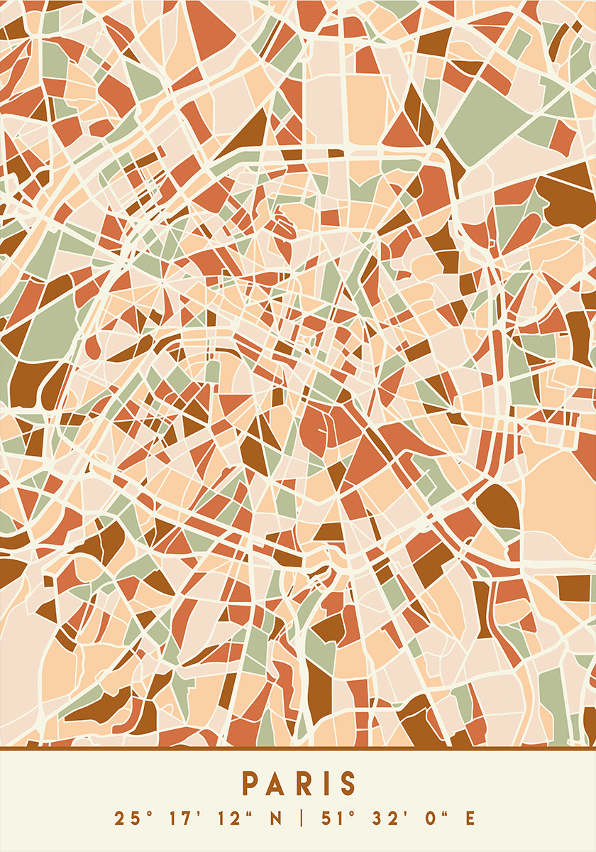 Black Maps Earth Tones 64 Poster