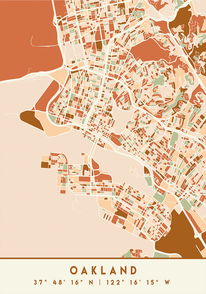 Black Maps Earth Tones 62 Poster