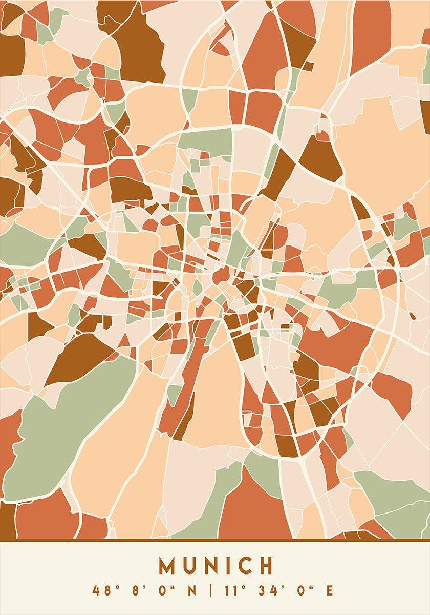 Black Maps Earth Tones 57 Poster