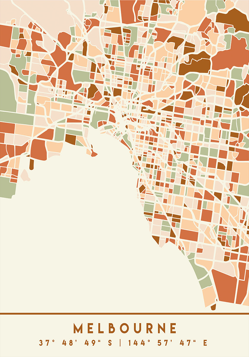 Black Maps Earth Tones 50 Poster