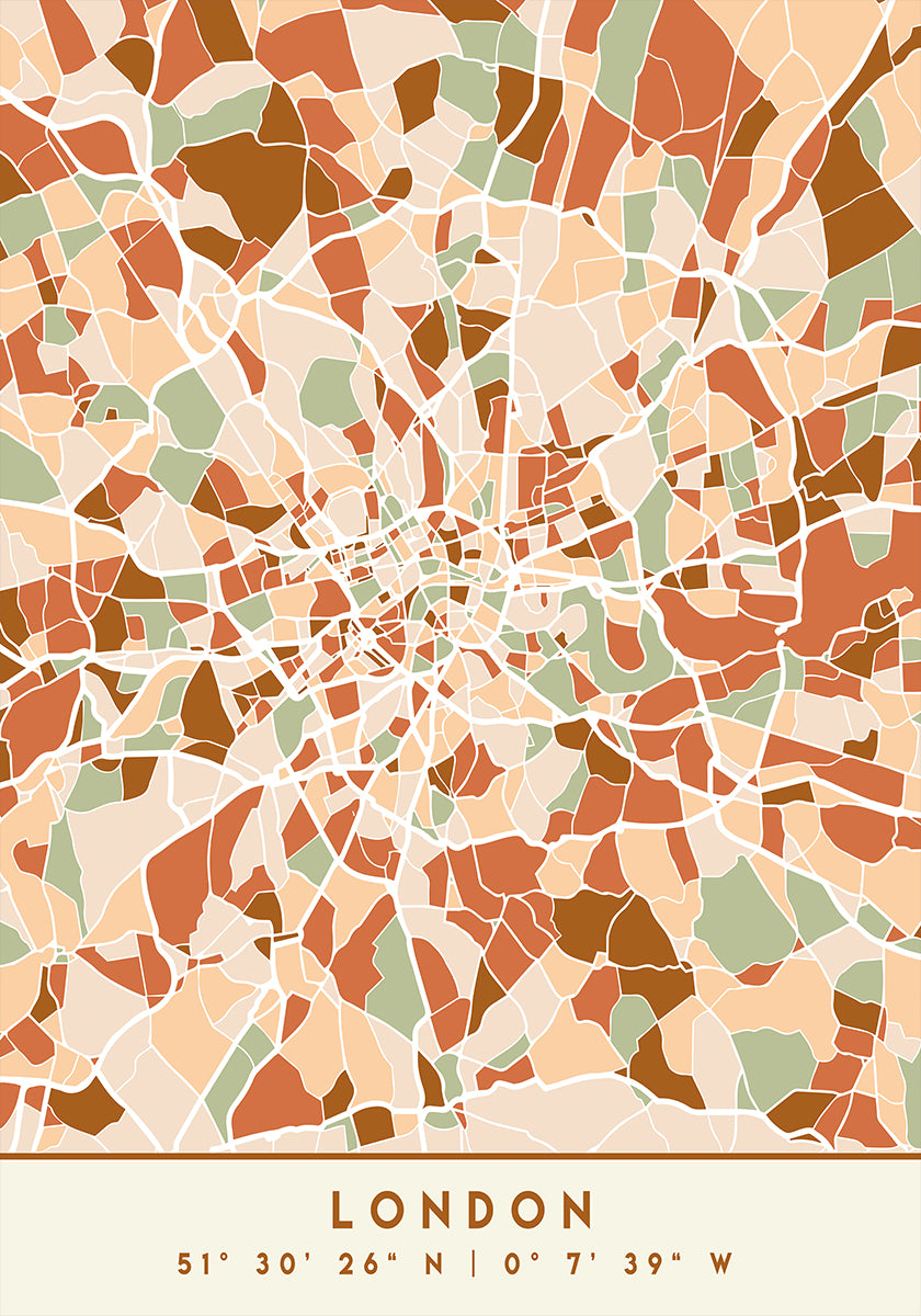 Black Maps Earth Tones 41 Poster