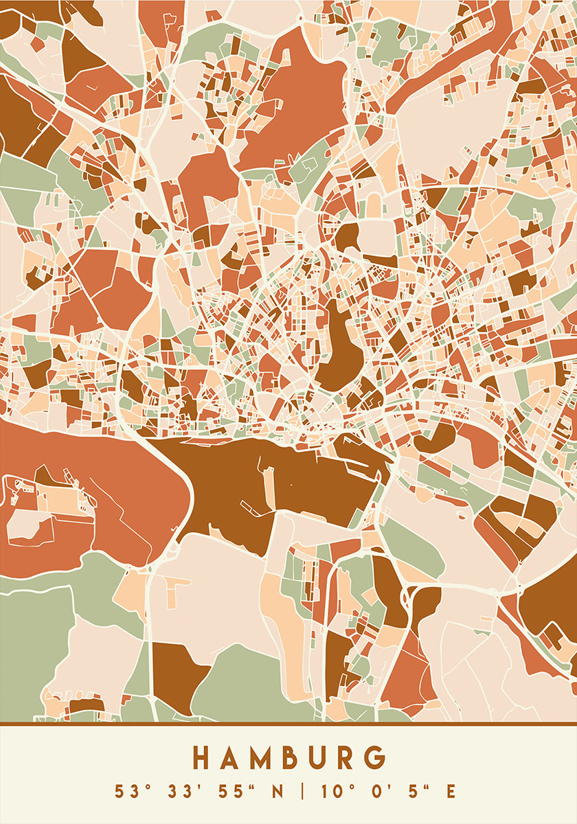 Black Maps Earth Tones 31 Poster